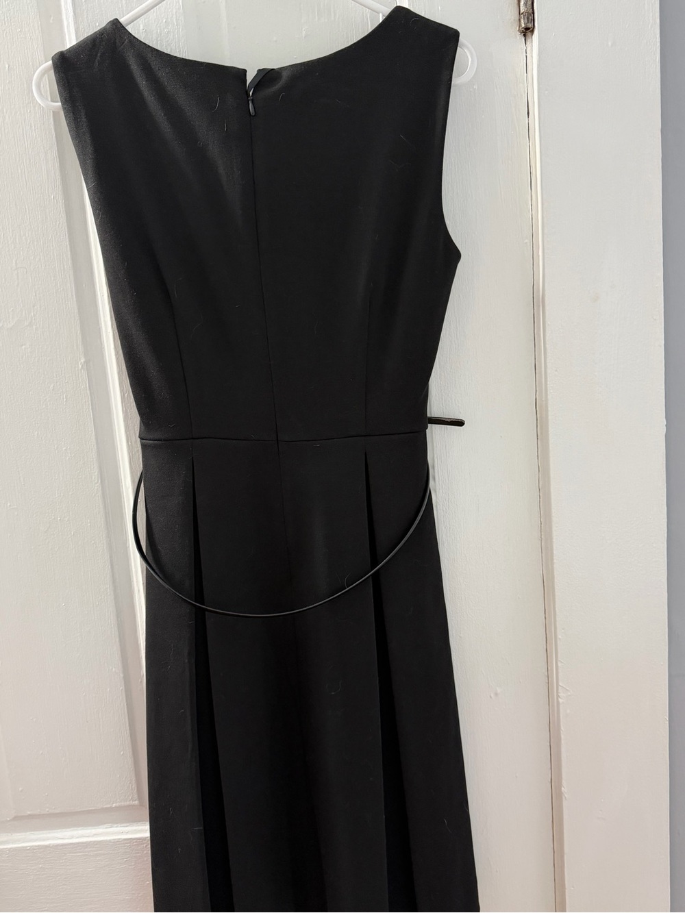 Calvin Klein Black Sleeveless Fit-and-Flare Dress with Slim Belt - Picture 3 of 3